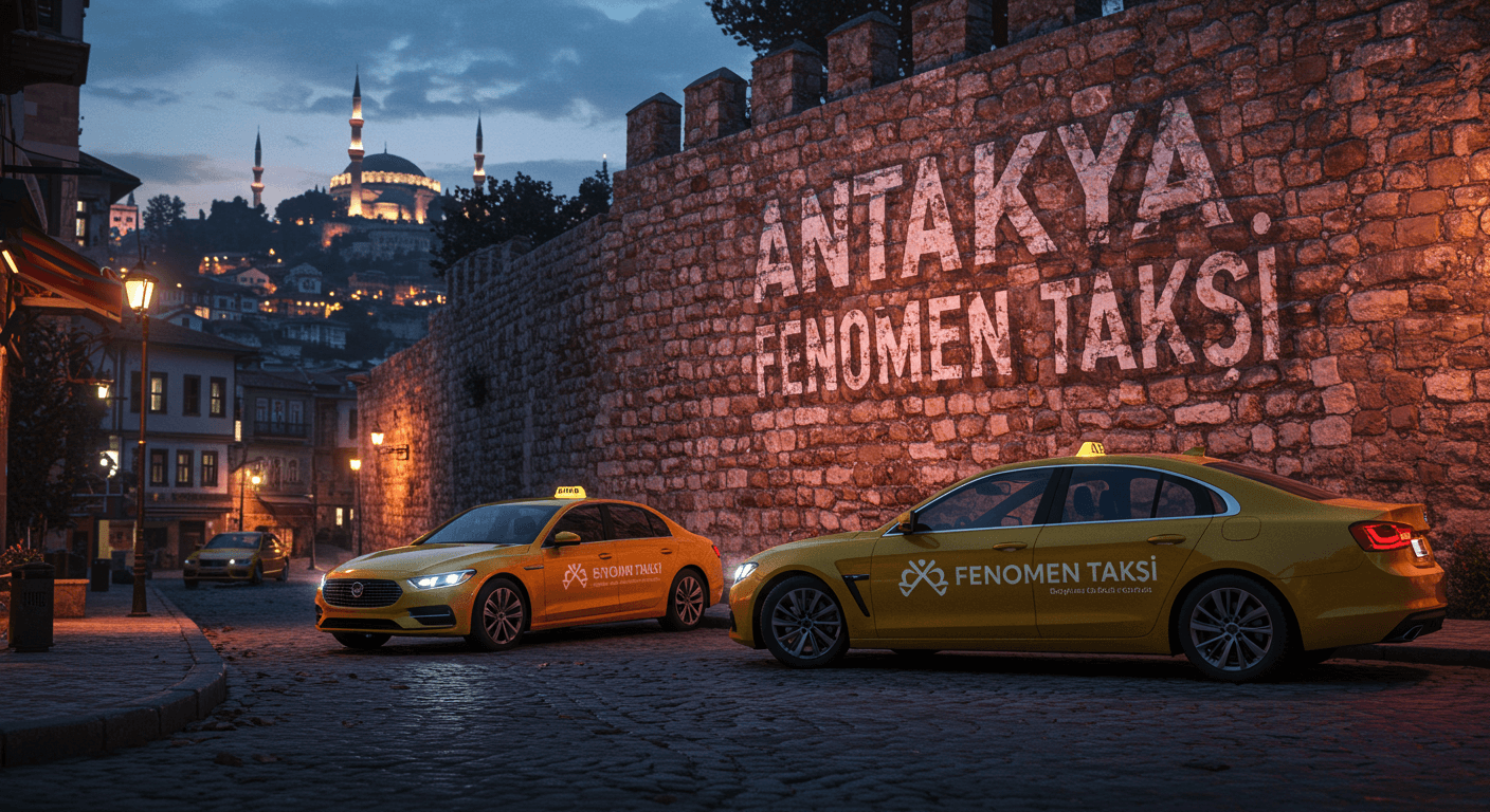 Gece vakti şehirde ilerleyen lüks bir Antakya taksi aracı